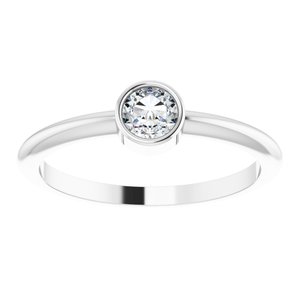 Sterling Silver 1/5 CT Rose-Cut Natural Diamond Stackable Ring