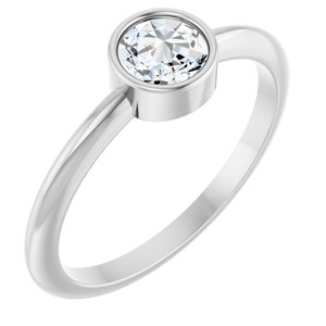 Platinum 3/8 CT Rose-Cut Natural Diamond Stackable Ring