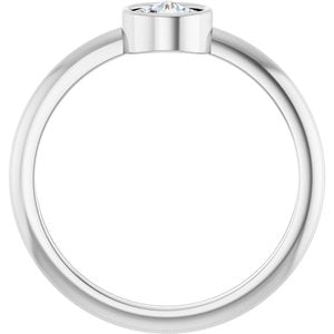 14K White Gold 3/8 CT Rose-Cut Natural Diamond Stackable Ring