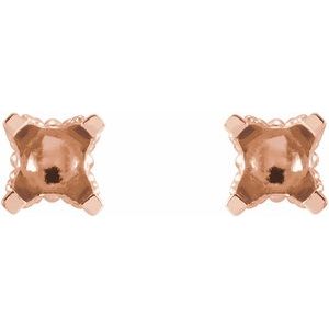 14K Rose Gold 6 mm Round 4-Prong Earring Mounting – image 2