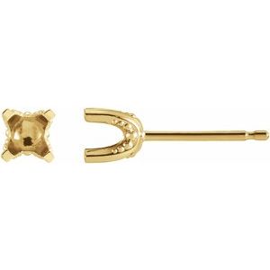 14K Yellow Gold 6 mm Round 4-Prong Earring Mounting