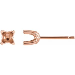 14K Rose Gold 2.5 mm Round 4-Prong Earring Mounting