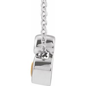 14K White Gold 5x3 mm Pear Natural Citrine & .03 CT Natural Diamond 16-18" Necklace