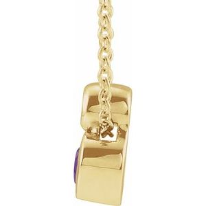 14K Yellow Gold 5x3 mm Pear Natural Amethyst & .03 CT Natural Diamond 16-18" Necklace