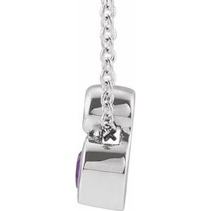 Platinum 5x3 mm Pear Natural Amethyst & .03 CT Natural Diamond 16-18" Necklace