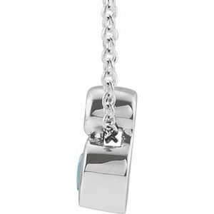 Platinum 5x3 mm Pear Natural Aquamarine & .03 CT Natural Diamond 16-18" Necklace