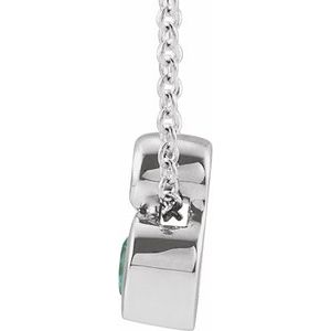 Platinum 5x3 mm Pear Lab-Grown Alexandrite & .03 CT  Natural Diamond 16-18" Necklace