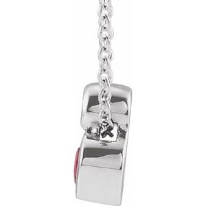 Sterling Silver 5x3 mm Pear Lab-Grown Ruby & .03 CT Natural Diamond 16-18" Necklace