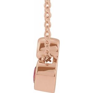 14K Rose Gold 5x3 mm Pear Lab-Grown Ruby & .03 CT Natural Diamond 16-18" Necklace