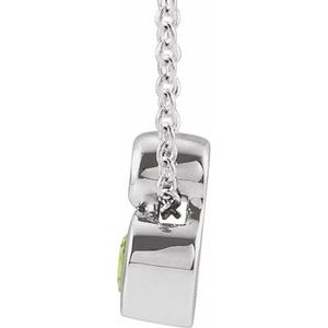 Platinum 5x3 mm Pear Natural Peridot & .03 CT Natural Diamond 16-18" Necklace