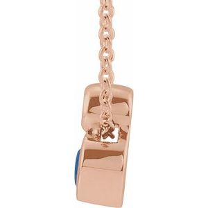 14K Rose Gold 5x3 mm Pear Natural Blue Sapphire & .03 CT Natural Diamond 16-18" Necklace