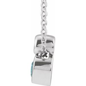 Platinum 5x3 mm Pear Natural Blue Zircon & .03 CT Natural Diamond 16-18" Necklace