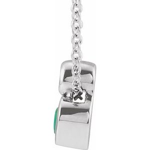 14K White Gold 5x3 mm Pear Lab-Grown Emerald & .03 CT Natural Diamond 16-18" Necklace
