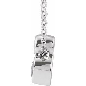 14K White Gold 5x3 mm Pear Natural White Sapphire & .03 CT Natural Diamond 16-18" Necklace