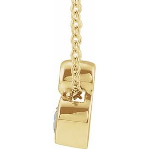 14K Yellow Gold 5x3 mm Pear Natural White Sapphire & .03 CT Natural Diamond 16-18" Necklace