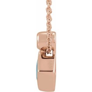 14K Rose Gold 4x4 mm Square Natural Aquamarine & .03 CT Natural Diamond 16-18" Necklace