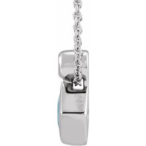 Platinum 4x4 mm Square Natural Aquamarine & .03 CT Natural Diamond 16-18" Necklace