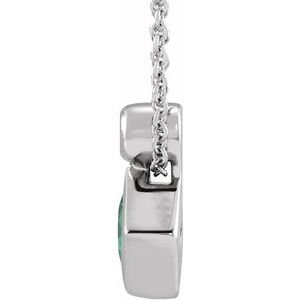 Platinum 4x4 mm Square Lab-Grown Alexandrite & .03 CT Natural Diamond 16-18" Necklace