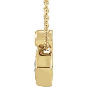 14K Yellow Gold 4x4 mm Square Natural White Sapphire & .03 CT Natural Diamond 16-18" Necklace