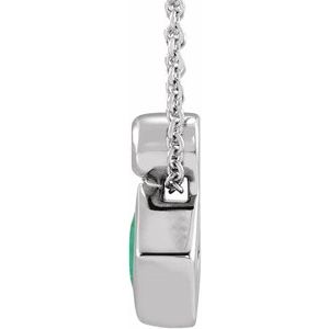 Platinum 4x4 mm Square Natural Emerald & .03 CT Natural Diamond 16-18" Necklace
