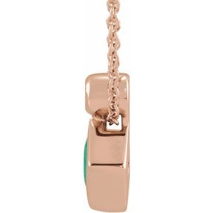 14K Rose Gold 4x4 mm Square Lab-Grown Emerald & .03 CT Natural Diamond 16-18" Necklace