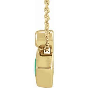 14K Yellow Gold 4x4 mm Square Natural Emerald & .03 CT Natural Diamond 16-18" Necklace