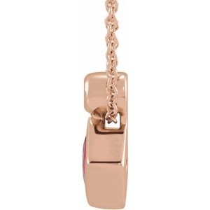 14K Rose Gold 4x4 mm Square Lab-Grown Ruby & .03 CT Natural Diamond 16-18" Necklace
