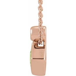 14K Rose Gold 4x4 mm Square Natural Peridot & .03 CT Natural Diamond 16-18" Necklace