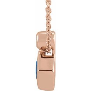 14K Rose Gold 4x4 mm Square Lab-Grown Blue Sapphire & .03 CT Natural Diamond 16-18" Necklace