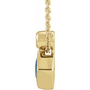14K Yellow Gold 4x4 mm Square Lab-Grown Blue Sapphire & .03 CT Natural Diamond 16-18" Necklace