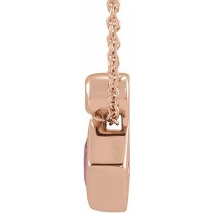 14K Rose Gold 4x4 mm Square Natural Pink Tourmaline & .03 CT Natural Diamond 16-18" Necklace