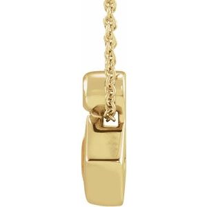 14K Yellow Gold 4x4 mm Square Natural Citrine & .03 CT Natural Diamond 16-18" Necklace