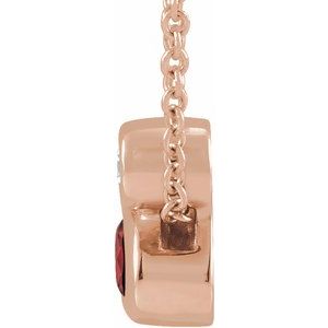 14K Rose Gold 5x3 mm Oval Natural Mozambique Garnet & .03 CT Natural Diamond 16-18" Necklace