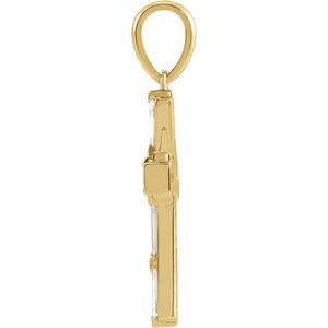 14K Yellow Gold 3/8 CTW Natural Diamond Baguette Cross Pendant
