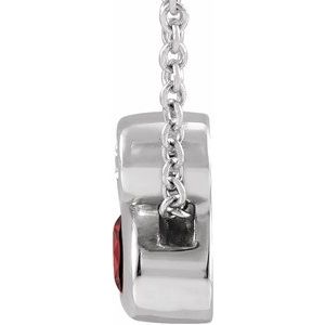 Platinum 5x3 mm Oval Natural Mozambique Garnet & .03 CT Natural Diamond 16-18" Necklace