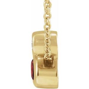 14K Yellow Gold 5x3 mm Oval Natural Mozambique Garnet & .03 CT Natural Diamond 16-18" Necklace