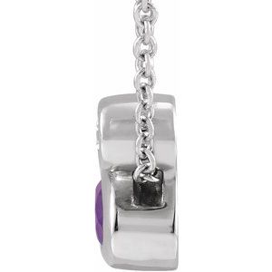 Platinum 5x3 mm Oval Natural Amethyst & .03 CT Natural Diamond 16-18" Necklace