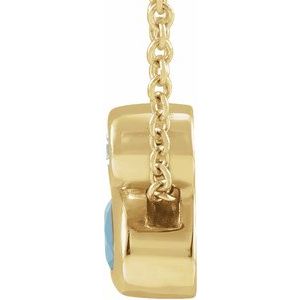 14K Yellow Gold 5x3 mm Oval Aquamarine & .03 CT  Natural Diamond 16-18" Necklace