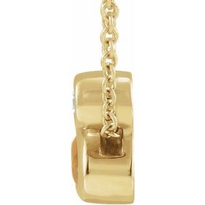 14K Yellow Gold 5x3 mm Oval Natural Citrine & .03 CT  Natural Diamond 16-18" Necklace