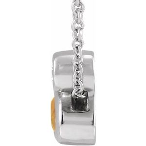 Platinum 5x3 mm Oval Natural Citrine & .03 CT Natural Diamond 16-18" Necklace