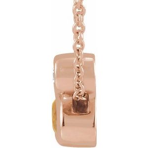 14K Rose Gold 5x3 mm Oval Natural Citrine & .03 CT Natural Diamond 16-18" Necklace
