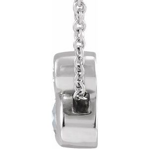 14K White Gold 5x3 mm Oval Natural White Sapphire & .03 CT Natural Diamond 16-18" Necklace