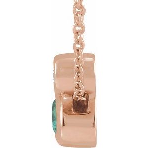 14K Rose Gold 5x3 mm Oval Lab-Grown Alexandrite & .03 CT Natural Diamond 16-18" Necklace