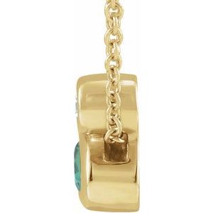 14K Yellow Gold 5x3 mm Oval Lab-Grown Alexandrite & .03 CT  NaturalDiamond 16-18" Necklace