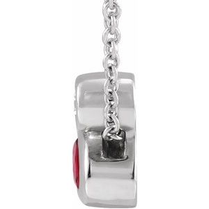 Platinum 5x3 mm Oval Natural Ruby & .03 CT Natural Diamond 16-18" Necklace