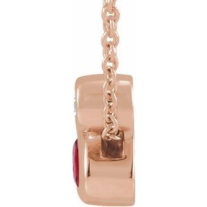 14K Rose Gold 5x3 mm Oval Lab-Grown Ruby & .03 CT Natural Diamond 16-18" Necklace