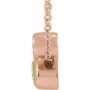 14K Rose Gold 5x3 mm Oval Natural Peridot & .03 CT Natural Diamond 16-18" Necklace