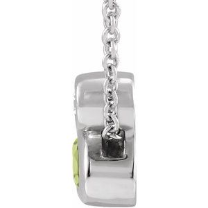 14K White Gold 5x3 mm Oval Natural Peridot & .03 CT Natural Diamond 16-18" Necklace