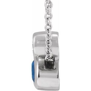 Sterling Silver 5x3 mm Oval Lab-Grown Blue Sapphire & .03 CT Natural Diamond 16-18" Necklace