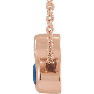 14K Rose Gold 5x3 mm Oval Natural Blue Sapphire & .03 CT Natural Diamond 16-18" Necklace